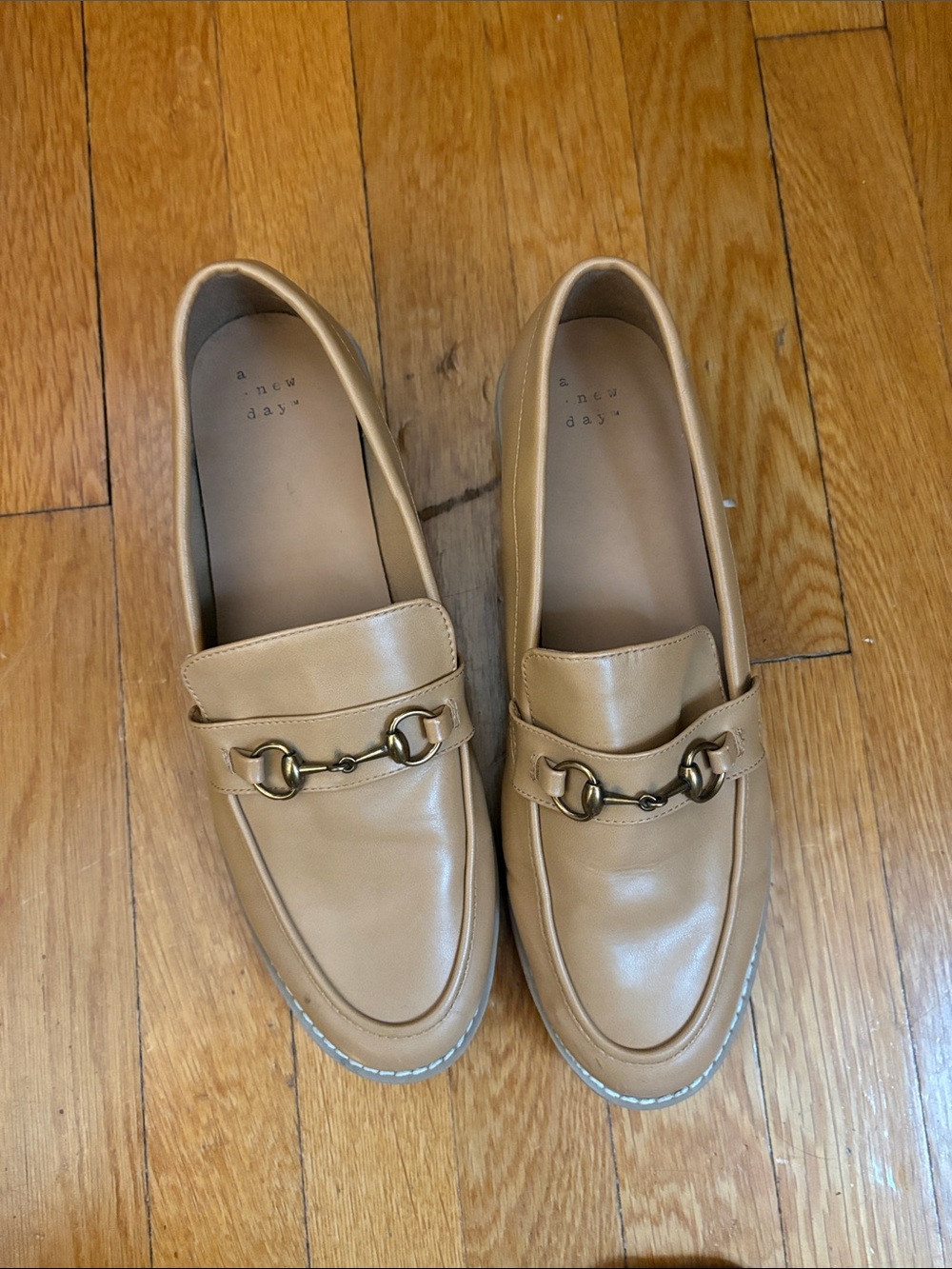 a new day Tan Loafers with Metal Bit Detail